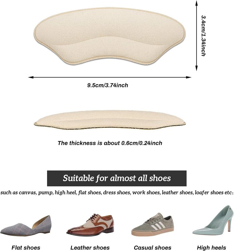 Riootlnm Heel Pads for Shoe That are Too Big, Inserts for Women, Heel Grips for Womens Mens, Protectors Cushion Liners for Blisters Loose Shoes, Comfort Fillers (6PairsBeigeBlack) - Image 4